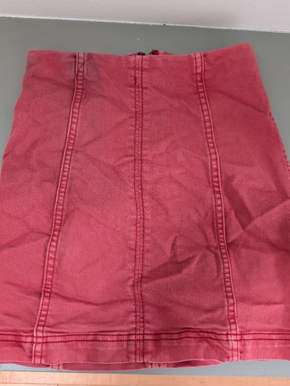 Free People Red Faded Denim Skirt - Size 0